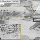 Imagen de satélite cedida por la OTAN y datada el 21 de agosto que muestra artillería rusa en un convoy en territorio ucraniano.