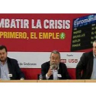 Ignacio Fernández Toxo, Cándido Méndez y Julio Salazar hablaron ayer de la manifestación de sindicat