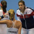 Amélie Mauresmo, animando a las jugadoras francesas el pasado fin de semana.