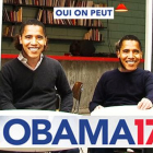 Cuatro activistas que sueñan con tener a Barack Obama como presidente de la República lucen caretas con el rostro del antiguo inquilino de la Casa Blanca.