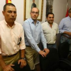 Martínez Yebra, Carlos Carbajo, el alcalde, Pedro Fernández, y José Giménez, ayer en Toral.