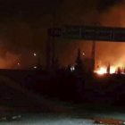 Imagen de la agencia SANA del presunto ataque israelí este martes cerca de Damasco, Siria.