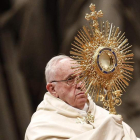 El papa Francisco, durante la celebración de las Vísperas.