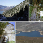 El sabinar de Mirantes de Luna, uno de los bosques ibéricos más genuinos, el tejo de Mirantes, la iglesia y el pantano de Luna,
