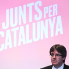 Carles Puigdemont presenta la lista de Junts per Catalunya en un hotel de Brujas (Bélgica).