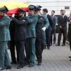 Catalá, Lesmes y González Ribas durante la llegada de los restos mortales de Maza a la capilla ardiente.