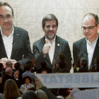 Imagen de Jordi Sánchez, Rull y Turullo e un acto de homenaje. TONY ALBIR