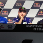 Maverick Vinales  Jorge Lorenzo y Marc Marquez  en la conferencia de prensa en Jerez.