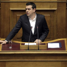 Tsipras pronuncia un discurso sobre la crisis de los refugiados el mes pasado. ORESTIS PANAGIOTOU