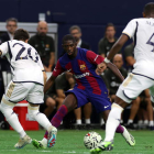 Dembélé pudo jugar su último partido con el Barça ante el Madrid. DAVIS