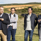 Rodríguez Zapatero, junto a Tino Rodríguez, Amancio González y Garciliano Palomo. F. OTERO PERANDONES