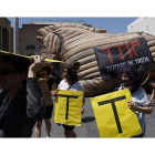 Protesta contra el TTIP en Barcelona, el pasado día 17.