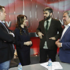 Germán Gavela, Silvia Clemente, Roberto Núñez y Joaquín S. Torné, durante la grabación de la tertulia El Filandón. RAMIRO