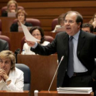 Juan Vicente Herrera en un momento del debate de ayer en las Cortes.