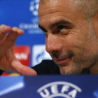 Pep Guardiola, en la rueda de prensa en el Allianz.