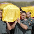 Los féretros, el pasado jueves, de los guardias civiles muertos en Afganistán.