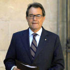 Artur Mas a su llegada al palacio de la Generalitat.
