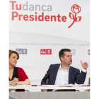 Soraya Rodríguez y Luis Tudanca, ayer, en la sede del PSOE.