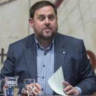 El vicepresidente de la Generalitat, Oriol Junqueras, en una reunión del Consell Executiu.