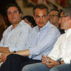 Óscar López, Zapatero y Francisco Fernández en el mitin de julio del 2009.