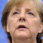 Merkel durante la conferencia de líderes europeos en Bruselas.