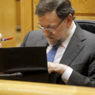 Mariano Rajoy, presidente del Gobierno , durante la última sesion de control al Gobierno.