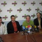 Juan Salví, Tomás Ramos, Escuredo y Salvador Campo, en la rueda de prensa