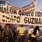 Manifestación en favor de Joaquin 'el Chapo' Guzmán.