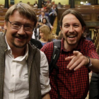 Pablo Iglesias y Xavier Domènech en el Congreso de los Diputados.