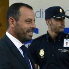 Sandro Rosell, antes de declarar ante el juez por el caso Neymar.