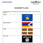 Listado de banderas "especialmente prohibidas" en el Festival de Eurovisión del 2016.