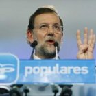 Mariano Rajoy, en su comparecencia de ayer en la sede nacional de su formación.