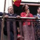 Un momento del pregón del consejero de Fomento a los vecinos de Benavides