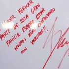La dedicatoria de Marc Márquez en el 'hospitality' de Jerez.
