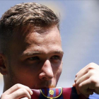 Arthur, en su presentación como nuevo jugador del Barça el pasado 12 de julio.