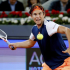 El tenista austriaco Dominic Thiem durante el encuentro que ha disputado frente al uruguayo Pablo Cuevas.