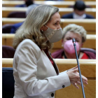 Nadia Calviño ayer, en el Senado. KIKO HUESCA