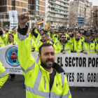 Protesta de estibadores en València.
