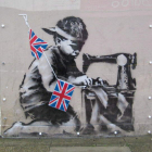 Imagen del Banksy (‘El chico de los banderines’) que iba a ser subastado ayer.