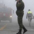 Niebla en el aeropuerto de León, motivo por el que fue desviado el vuelo que conducía a La Virgen del Camino al ministerio del Interior.
