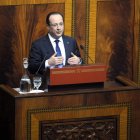 El presidente francés, Hollande, ayer en Marruecos.