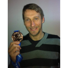 Venio Losert ayer en su ciudad natal, Slavonski Brod, con su medalla de bronce en el Europeo.