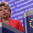 La comisaria europea, Viviane Reding, en una de sus comparecencias en Bruselas.