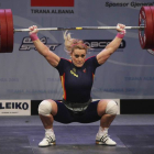 La berciana Lidia Valentín, en su segundo intento en arrancada donde contabilizaba 120 kilos, marca que le permitía hacerse con la plata en esta disciplina.