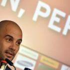 Pep Guardiola atacó ayer a la directiva de Rosell en una rueda de prensa para hablar del Bayern.