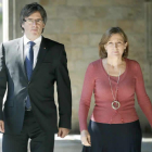 El presidente de la Generalitat, Carles Puigdemont, junto a la presidenta del Parlament, Carme Forcadell.