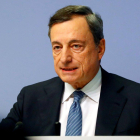 El presidente del BCE, Mario Draghi, durante su comparecencia.
