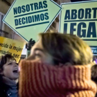 Concentración frente al Ministerio de Justicia contra el anteproyecto de reforma de la ley del aborto, el pasado mes de diciembre.