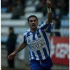 Sergio Gámiz celebra el tanto local, que a la postre sirvió para poco