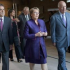 Bachelet junto a Eduardo Frei y Ricardo Lagos.